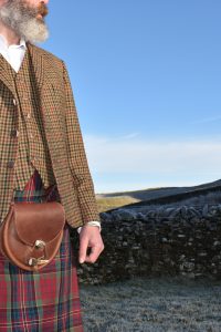 The Kilt Experience Lovat Tweed Waistcoat and Jacket Kilt Outfit and Leather Antler Sporran