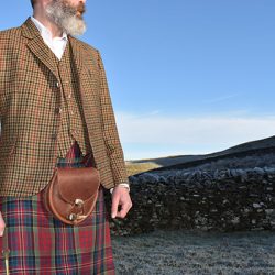 The Kilt Experience Lovat Tweed Waistcoat and Jacket Kilt Outfit and Leather Antler Sporran